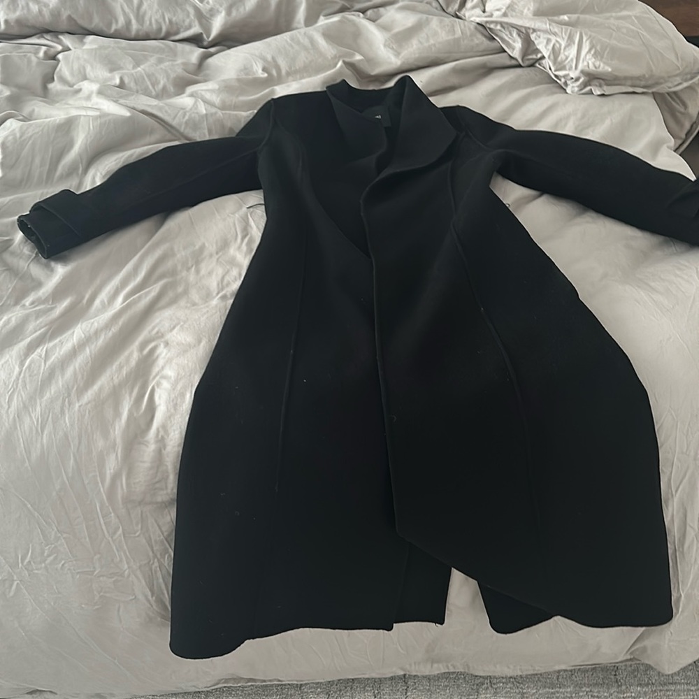 Genuine People Slim Fit 100% Wool Coat black size small.